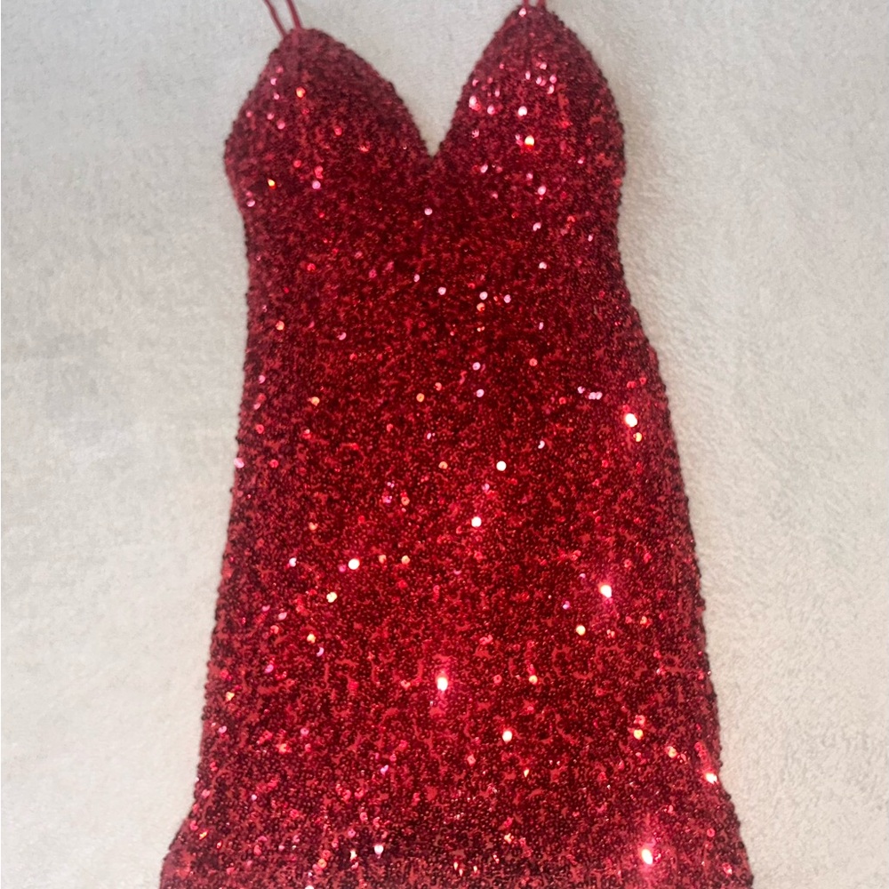 Fashion Nova Red Sequin Mini Dress - Picture 3 of 7